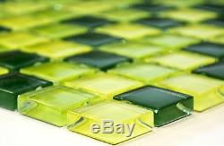 GREEN/YELLOW CLEAR 3D Mosaic tile GLASS Square WALL Bath&Kitchen-72-050610sheet