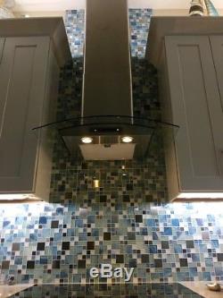Glass Hand Painted Mosaic Tiles Sea Blue Kitchen Backsplash Bathroom Wall Deco