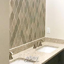 Glass Marble Tile Mosaic Waterfall Teardrop Kitchen Bathroom Backsplash Gray