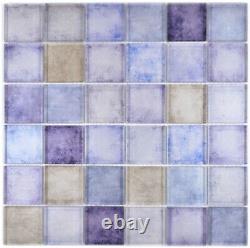 Glass Mosaic Blue Purple Mix Iridescent Mosaic Tiles Wall Mirror Tiles Kitchen