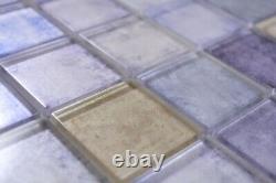 Glass Mosaic Blue Purple Mix Iridescent Mosaic Tiles Wall Mirror Tiles Kitchen