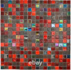Glass Mosaic Braun Red Wall Mirror Tiles Kitchen Bad F 10 Mosaikmatten