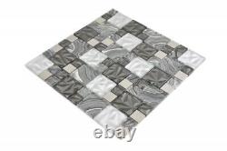 Glass Mosaic Combination Steel Mix Grey Black Mosaic Tiles Wall Mirror Tiles