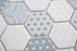 Glass Mosaic Hexagon Eco Blue Mosaic Tiles Wall Mirror Tiles Kitchen Bad F 10
