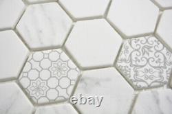 Glass Mosaic Hexagon Eco Carrara Mosaic Tiles Wall Mirror Tiles Kitchen Bad F