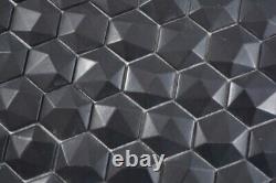 Glass Mosaic Hexagonal Sechseckmosaik Black 3D Mosaic Tiles Wall