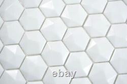 Glass Mosaic Hexagonal Sechseckmosaik White 3D Mosaic Tiles Wall