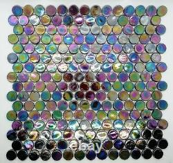Glass Mosaic Tile Penny Round Black 12 x 12 Sheet 5 sheets