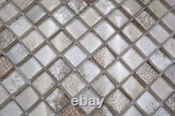 Glass Mosaic Tiles Beige Shiny Crocodile Structure Wall Kitchen Bath Shower, M
