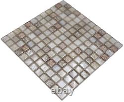 Glass Mosaic Tiles Beige Shiny Crocodile Structure Wall Kitchen Bath Shower, M