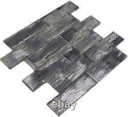 Glass Mosaic Tiles Black With Silver Shiny Wall Kitchen Bath Shower, M