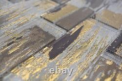 Glass Mosaic Tiles Black with Gold Shiny Wall Kitchen Bath Shower, M