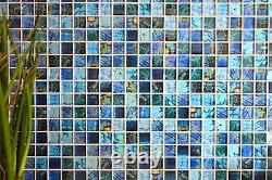 Glass Mosaic Tiles Blue Shiny Bird Wall Kitchen Bath Shower Mos68-wl74 F