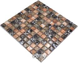 Glass Mosaic Tiles Braun Shiny Leopard Wall Kitchen Bath Shower M