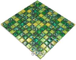 Glass Mosaic Tiles Green Shiny Peacock Wall Kitchen Bath Shower Mos68-wl84 F