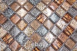 Glass Mosaic Tiles Light Brown Shiny Safari Wall Kitchen Bath Shower, M