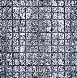Glass Mosaic Tiles Silver Shiny Wall Floor Kitchen Bath Shower Mos78-8bs4 F