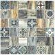 Glass Mosaic Tiles Wood Look Retro Vintage Blue Green Wall Kitchen F
