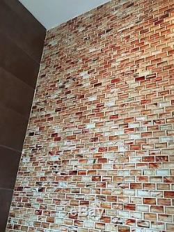 Glass Ottawa Brick Tile Red 615724 Kitchen Backsplash Wall