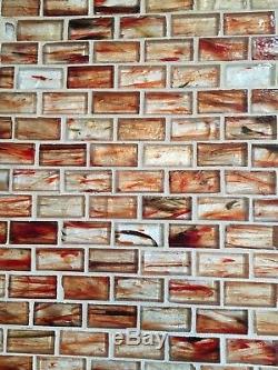 Glass Ottawa Brick Tile Red 615724 Kitchen Backsplash Wall