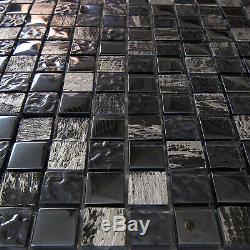 Glass, Stone Kitchen Backsplash Bathroom Wall Mosaic Tile, GM 4202 Dark Knight
