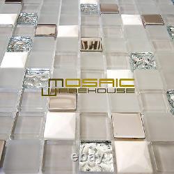 Glass, Stone, and Metal Kitchen Backsplash Bathroom Mosaic Tile, GM 8303 Nana