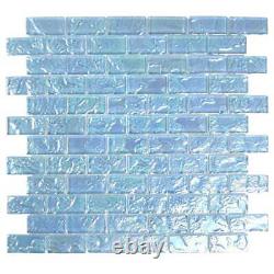 Glass Swimming Pool Tile Beachwalk 1x2 Brick Shower Spa Spillover Sky Blue