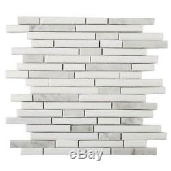 Glass and Stone Wall Kitchen Backsplash Bathroom Mosaic Tile, 99330-Pure