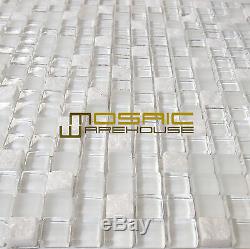 Glass and Stone Wall Kitchen Backsplash Bathroom Mosaic Tile, GM2101-Opal