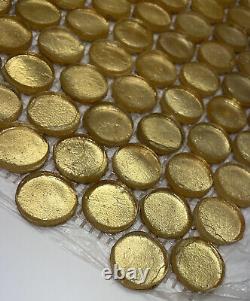 Gold Glass Penny Round Mosaic Tile 12.2 x 12.2 Sheet for Kitchen (LOT OF 8)