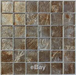Gold Silver Foil Glass Mosaic Tile 2X2, Bath Kitchen Backsplash Wall