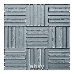Gray Cold Spray Crystal Glass Gray Parquet Mosaic Tile Kitchen Wall Backsplash