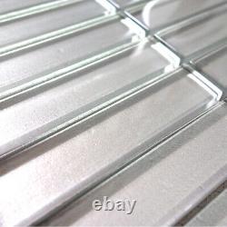 Gray Cold Spray Metallic Crystal Glass Mosaic Tile Stack Pattern Wall Backsplash