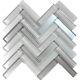 Gray Glass Blend Metallic Cold Spray and Matted Glass Mosaic Tile Herringbone