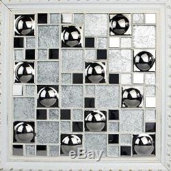 Gray silver color glass mosaic tiles bathroom shower wall mosaic HMGM1096
