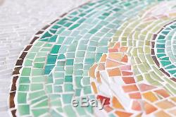 Greek Spiral Handmade Mosaic Design Frame Vitreous Glass Tile Wall Mount Art
