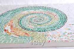 Greek Spiral Handmade Mosaic Design Frame Vitreous Glass Tile Wall Mount Art