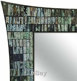 Green Aqua Retro Mosaic Tile Square Wall Mirror Boho Chic Glass Decor, 20 x 20