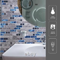 Grout Decorative Tile, Blue/Gray, Glass, for Kitchen Backsplash or Bathroom Back