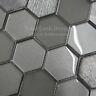 Habitat Hexagon Silver Glass Mosaic Tiles Sheet For Walls Floors 30cm x 30cm