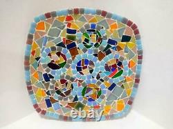 Handmade Mosaic Bowl Cut Glass & Tiles In Palestine Wall Hanging Colorful Very C