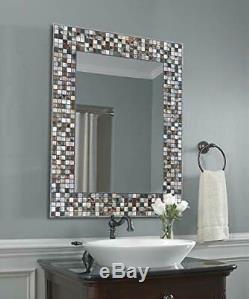 Headwest Earthtone Copper-Bronze Mosaic Tile Wall Mirror, 24 inches by 30