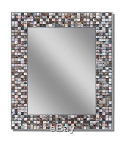 Headwest Earthtone Copper-Bronze Mosaic Tile Wall Mirror, 24 x 30