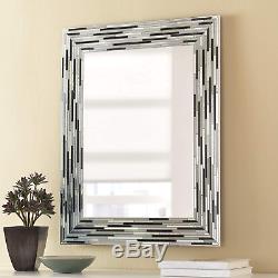 Headwest Reeded Charcoal Tiles Wall Mirror, 30 inches by 24 inches, 30 x 24