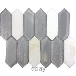 Hexagon Diamond Pattern Gray Carrara White Glass Kitchen Mosaic Tile Backsplash