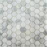 Hexagon White Carrara Effect Glass Mosaic Tiles Sheet for Walls Floors Bathrooms
