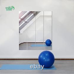 Home Mirror Tiles, 14'' X 12'' Glass Frameless (16 PCS), Large Wall for Gym, Bedr