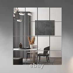 Home Mirror Tiles, 14'' x 12'' Glass Frameless (16 PCS) for Gym, Bedroom, Door
