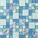 Hominter 11-Sheets Blue Ice Crack Glass Tile, White and Teal Bathroom Wall Beach