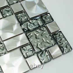 Hong Kong Grey And Silver Mosaic Tiles Sheet for Walls Floors Baths Kitchen